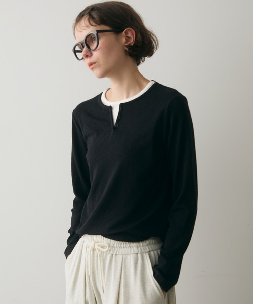 full/fill.（フルフィル）の「layered henly neck T / レイヤードヘンリーネックT（Tシャツ/カットソー・レディース・ネイビー/ブラック・FREE）」の18枚目の写真