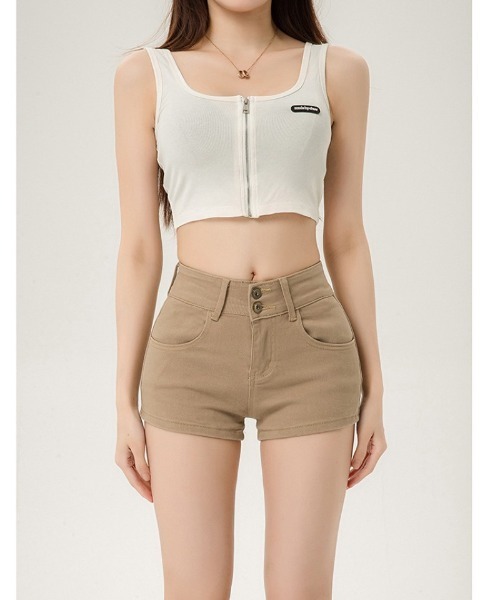 Ritzy(リッツィー)の「ハイウエストフィットショートパンツ(デニムパンツ・レディース・カーキ・M/L/S)」の9枚目の写真