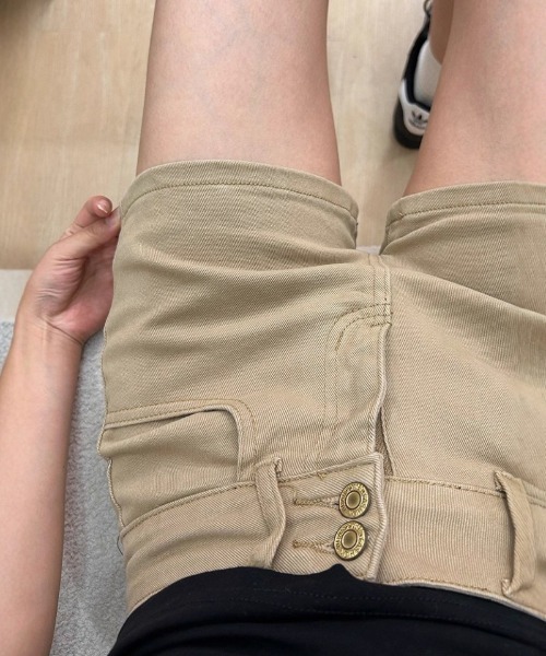 Ritzy(リッツィー)の「ハイウエストフィットショートパンツ(デニムパンツ・レディース・カーキ・M/L/S)」の14枚目の写真