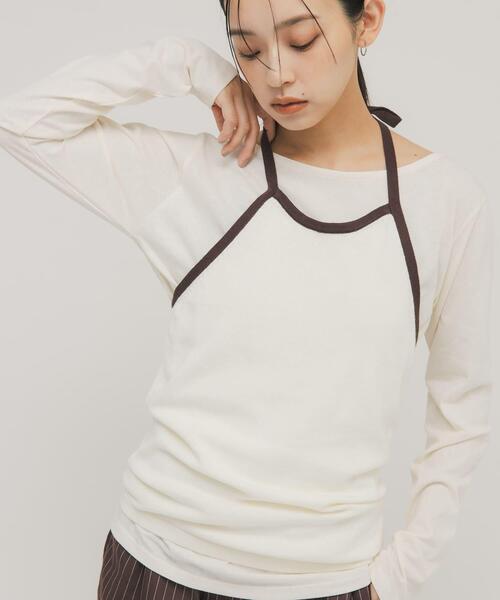 KBF（ケイビーエフ）の「バイカラービスチェSETトップス（Tシャツ/カットソー・レディース・ホワイト系その他/ブラウン系その他・ONE）」の3枚目の写真