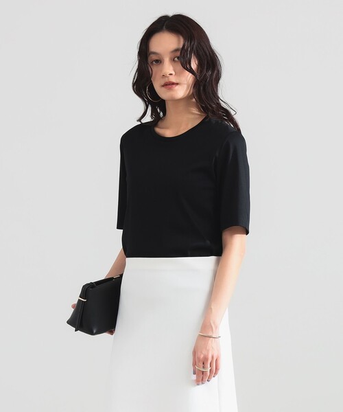 Demi-Luxe BEAMS(デミルクス ビームス)の「スムース ハーフスリーブ Tシャツ(Tシャツ/カットソー・レディース・ピンク/ホワイト/ブラック・ONE SIZE)」の12枚目の写真