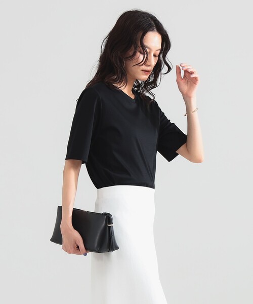 Demi-Luxe BEAMS(デミルクス ビームス)の「スムース ハーフスリーブ Tシャツ(Tシャツ/カットソー・レディース・ピンク/ホワイト/ブラック・ONE SIZE)」の13枚目の写真