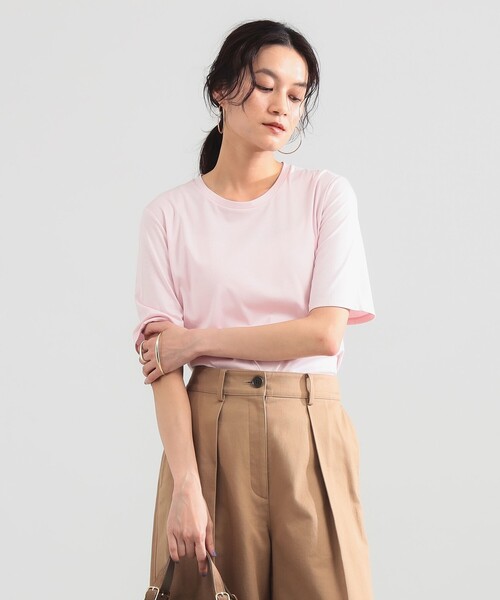Demi-Luxe BEAMS(デミルクス ビームス)の「スムース ハーフスリーブ Tシャツ(Tシャツ/カットソー・レディース・ピンク/ホワイト/ブラック・ONE SIZE)」の18枚目の写真