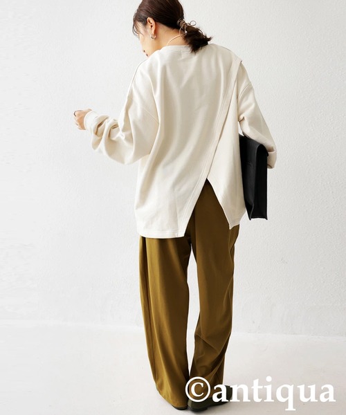 antiqua(アンティカ)の「バックデザイン プルオーバー(Tシャツ/カットソー・レディース・ピンク系その他/アイボリー/チャコールグレー・FREE)」の5枚目の写真