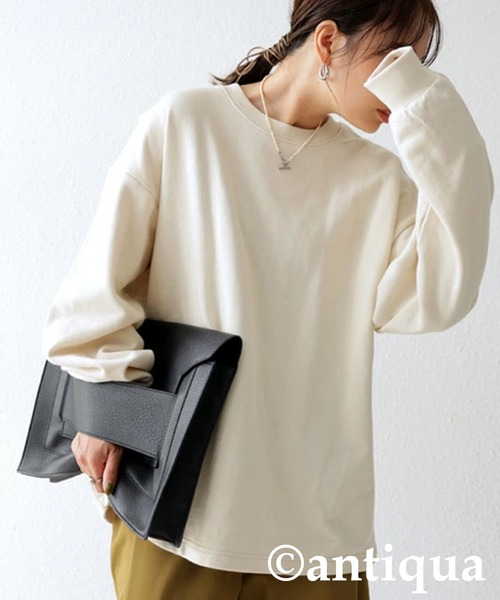 antiqua(アンティカ)の「バックデザイン プルオーバー(Tシャツ/カットソー・レディース・ピンク系その他/アイボリー/チャコールグレー・FREE)」の6枚目の写真