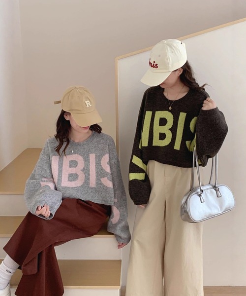 Lips(リップス)の「ロゴジャカードニットプルオーバー ショート丈(ニット/セーター・レディース・ベージュ/マスタード/ブラウン/グレー・FREE)」の5枚目の写真