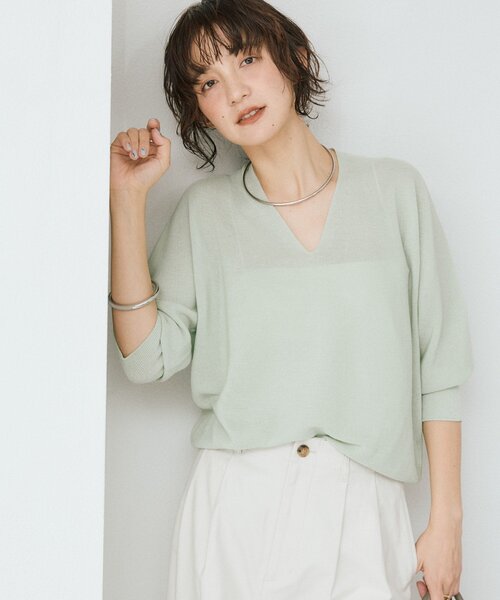 RIVE DROITE（リヴドロワ）の「予約【軽くしなやかな着心地】ライトギマバックボリュームニット（ニット/セーター・レディース・モカ/ピンク/グリーン/ブラック/オフホワイト・FREE）」の20枚目の写真