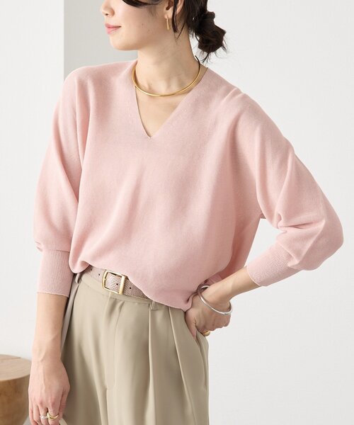 RIVE DROITE（リヴドロワ）の「予約【軽くしなやかな着心地】ライトギマバックボリュームニット（ニット/セーター・レディース・モカ/ピンク/グリーン/ブラック/オフホワイト・FREE）」の10枚目の写真