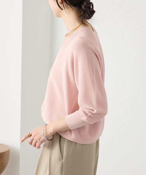 RIVE DROITE（リヴドロワ）の「予約【軽くしなやかな着心地】ライトギマバックボリュームニット（ニット/セーター・レディース・モカ/ピンク/グリーン/ブラック/オフホワイト・FREE）」の8枚目の写真