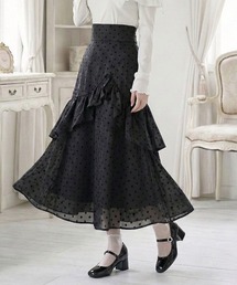 DearMyLoveRose（ディアマイラブローズ）の「ビッグリボン×バックティアードアシメフリルハイウエストロングフレアスカート【大きいサイズ有り】（スカート）」