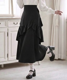 DearMyLoveRose（ディアマイラブローズ）の「ビッグリボン×バックティアードアシメフリルハイウエストロングフレアスカート【大きいサイズ有り】（スカート）」