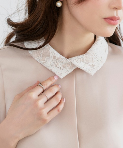 RUIRUE BOUTIQUE(ルイルエブティック)の「洗える | 配色 レース カラー ブラウス | トップス・シャツ・オケージョンブラウス・長袖ブラウス・きれいめブラウス・オフィスカジュアルブラウス(シャツ/ブラウス・レディース・ライトグレー/オフホワイト/ブルー/ベージュ・L/M)」の19枚目の写真