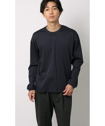 AOYAMA（アオヤマ）の「形態安定ロングTシャツ【COOL CONTACT】【＃すご】<綿100％の高級感のあるシルケットスムース素材をイージーケアで>（Tシャツ/カットソー）」