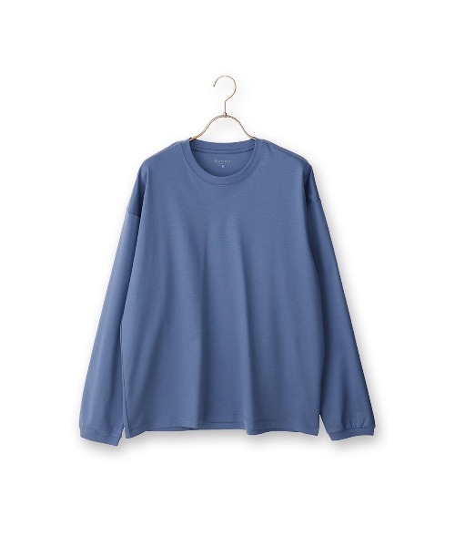 AOYAMA(アオヤマ)の「形態安定ロングTシャツ【COOL CONTACT】【#すご】<綿100%の高級感のあるシルケットスムース素材をイージーケアで>(Tシャツ/カットソー・メンズ・ホワイト/ブルー/ネイビー・LL/L/M/S)」の4枚目の写真