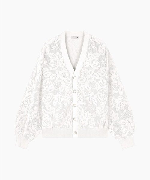 LAD MUSICIAN(ラッドミュージシャン)の「FLOWER MESH CARDIGAN(カーディガン/ボレロ・メンズ・ホワイト/ブラック・FREE)」の1枚目の写真