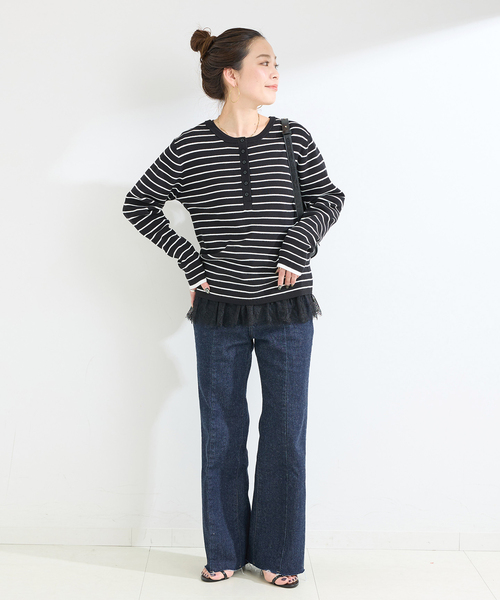 Simplicite（サンプリシテ）の「手洗い可 / 裾レースインナー（Tシャツ/カットソー・レディース・ブラック/ホワイト・FREE）」の3枚目の写真