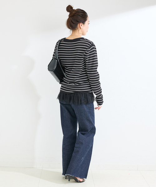 Simplicite（サンプリシテ）の「手洗い可 / 裾レースインナー（Tシャツ/カットソー・レディース・ブラック/ホワイト・FREE）」の5枚目の写真