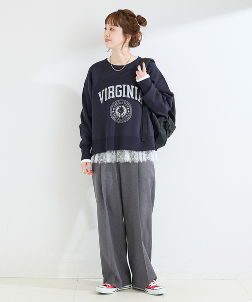 Simplicite（サンプリシテ）の「手洗い可 / 裾レースインナー（Tシャツ/カットソー・レディース・ブラック/ホワイト・FREE）」の9枚目の写真