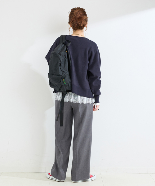 Simplicite（サンプリシテ）の「手洗い可 / 裾レースインナー（Tシャツ/カットソー・レディース・ブラック/ホワイト・FREE）」の11枚目の写真