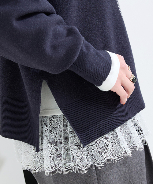 Simplicite（サンプリシテ）の「手洗い可 / 裾レースインナー（Tシャツ/カットソー・レディース・ブラック/ホワイト・FREE）」の16枚目の写真