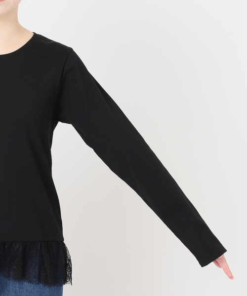 Simplicite（サンプリシテ）の「手洗い可 / 裾レースインナー（Tシャツ/カットソー・レディース・ブラック/ホワイト・FREE）」の21枚目の写真