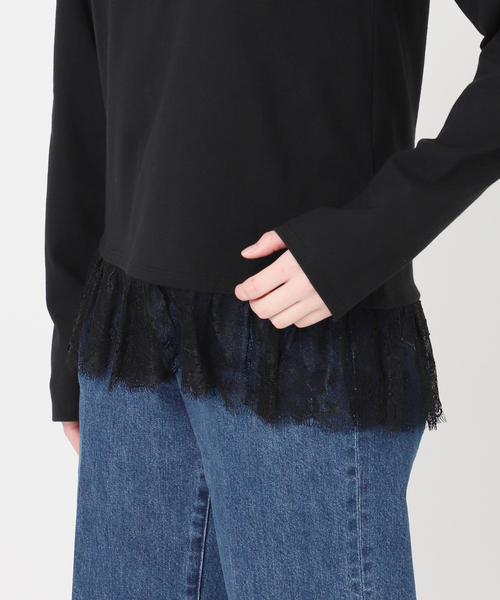 Simplicite（サンプリシテ）の「手洗い可 / 裾レースインナー（Tシャツ/カットソー・レディース・ブラック/ホワイト・FREE）」の22枚目の写真