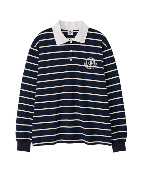 Джагард стрип регбийский пуловер‑кофта Navy/Beige