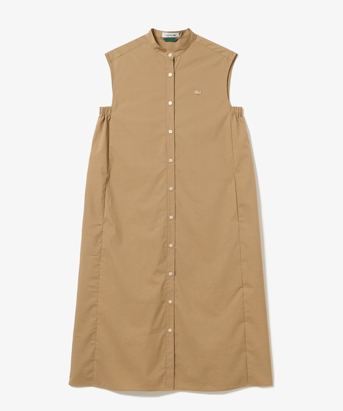 LACOSTE(ラコステ)の「Aラインノースリーブシャツドレス / ミモレ丈シャツワンピース(シャツワンピース・レディース・ライトグレー/ベージュ・40/36/38/34)」の7枚目の写真