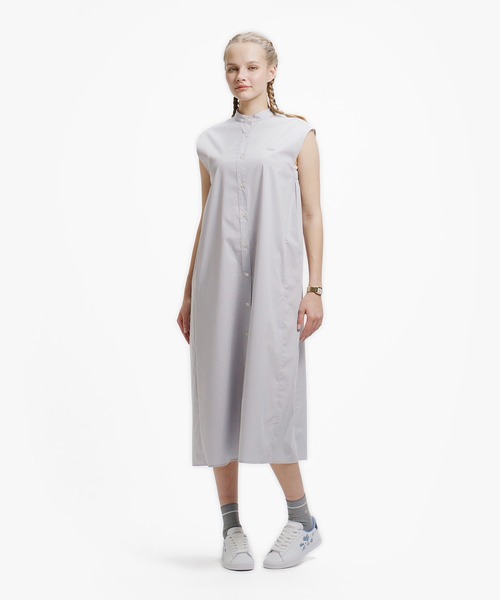 LACOSTE(ラコステ)の「Aラインノースリーブシャツドレス / ミモレ丈シャツワンピース(シャツワンピース・レディース・ライトグレー/ベージュ・40/36/38/34)」の17枚目の写真