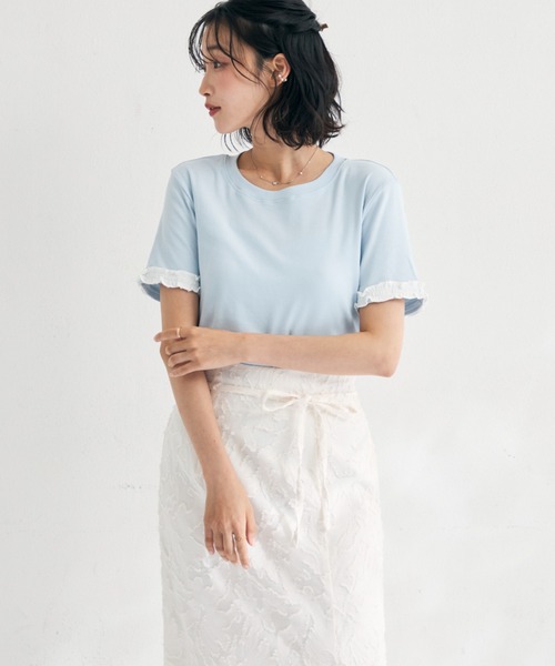 MISCH MASCH(ミッシュマッシュ)の「2026春夏新作 袖フリルデザインTシャツ(Tシャツ/カットソー・レディース・ホワイト/ブルー・フリ-)」の3枚目の写真