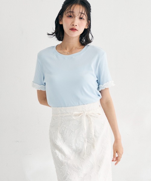 MISCH MASCH(ミッシュマッシュ)の「2026春夏新作 袖フリルデザインTシャツ(Tシャツ/カットソー・レディース・ホワイト/ブルー・フリ-)」の5枚目の写真