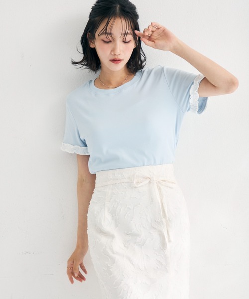 MISCH MASCH(ミッシュマッシュ)の「2026春夏新作 袖フリルデザインTシャツ(Tシャツ/カットソー・レディース・ホワイト/ブルー・フリ-)」の9枚目の写真