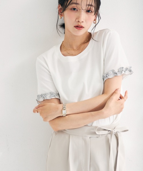 MISCH MASCH(ミッシュマッシュ)の「2026春夏新作 袖フリルデザインTシャツ(Tシャツ/カットソー・レディース・ホワイト/ブルー・フリ-)」の19枚目の写真