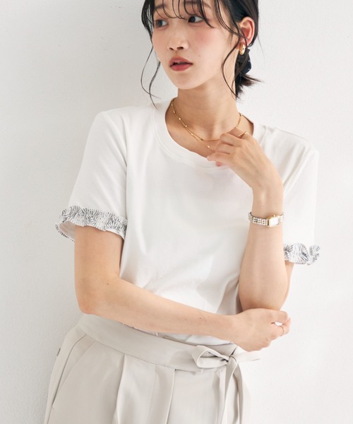 MISCH MASCH(ミッシュマッシュ)の「2026春夏新作 袖フリルデザインTシャツ(Tシャツ/カットソー・レディース・ホワイト/ブルー・フリ-)」の18枚目の写真