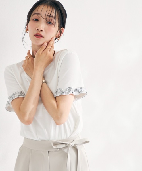 MISCH MASCH(ミッシュマッシュ)の「2026春夏新作 袖フリルデザインTシャツ(Tシャツ/カットソー・レディース・ホワイト/ブルー・フリ-)」の20枚目の写真