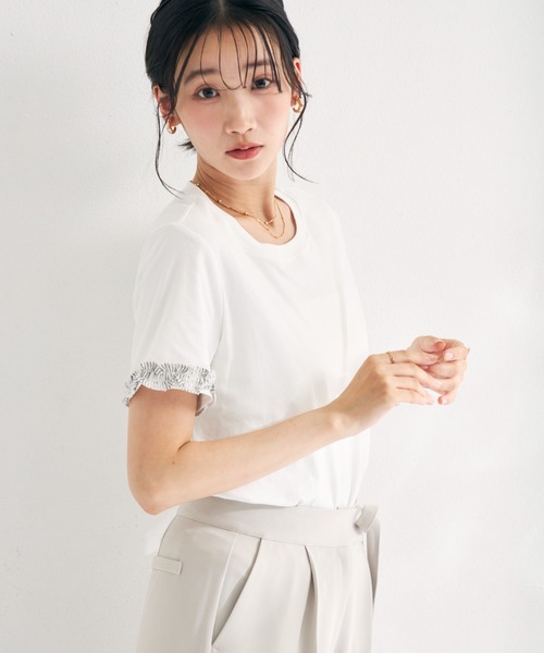 MISCH MASCH(ミッシュマッシュ)の「2026春夏新作 袖フリルデザインTシャツ(Tシャツ/カットソー・レディース・ホワイト/ブルー・フリ-)」の21枚目の写真