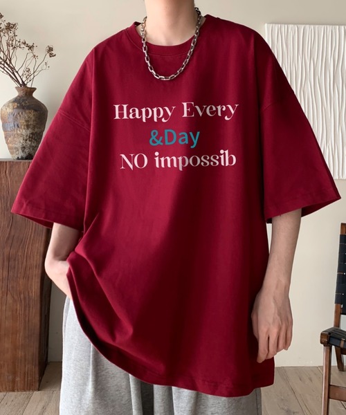 link lot(リンクロット)の「カラーレタリングロゴT(Tシャツ/カットソー・メンズ・ダークグレー/レッド/ホワイト/ブラック・L/M)」の4枚目の写真