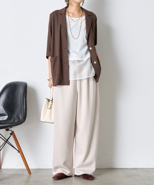 Jena espace merveilleux(ジェナ エスパスメルヴェイユ)の「ウエスト切替配色パンツ(その他パンツ・レディース・アイボリー/グレー/チャコールグレー・FREE)」の4枚目の写真
