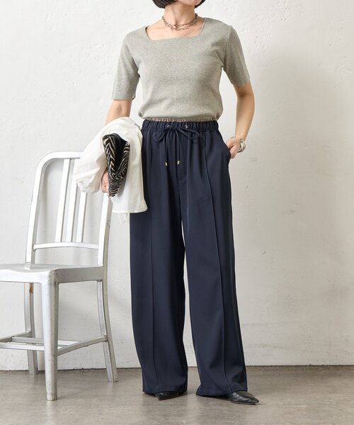 Jena espace merveilleux（ジェナ　エスパスメルヴェイユ）の「レイヤード風トロミパンツ（その他パンツ・レディース・アイボリー/ブラック・FREE）」の13枚目の写真