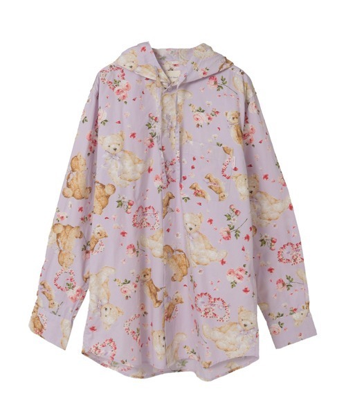 KARL HELMUT（カールヘルム）の「テディローズプリントフードブラウス（シャツ/ブラウス・メンズ・ピンク/ラベンダー/キナリ/スカイブルー/ブラック・LARGE/MEDIUM）」の4枚目の写真