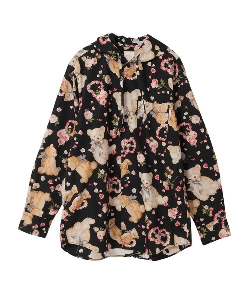 KARL HELMUT（カールヘルム）の「テディローズプリントフードブラウス（シャツ/ブラウス・メンズ・ピンク/ラベンダー/キナリ/スカイブルー/ブラック・LARGE/MEDIUM）」の3枚目の写真