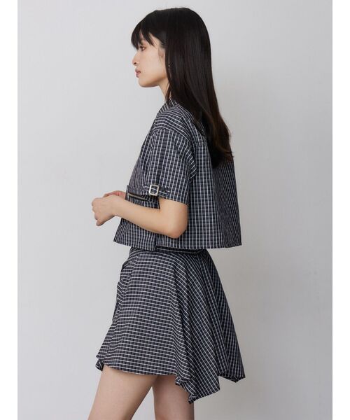 MURUA(ムルーア)の「【セットアップ対応】ZIPハーフスリーブシャツ(シャツ/ブラウス・レディース・ネイビー/グレー・FREE)」の5枚目の写真