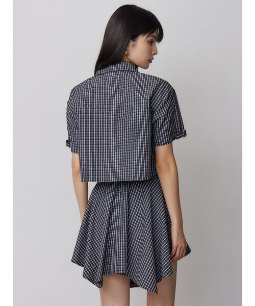 MURUA(ムルーア)の「【セットアップ対応】ZIPハーフスリーブシャツ(シャツ/ブラウス・レディース・ネイビー/グレー・FREE)」の4枚目の写真