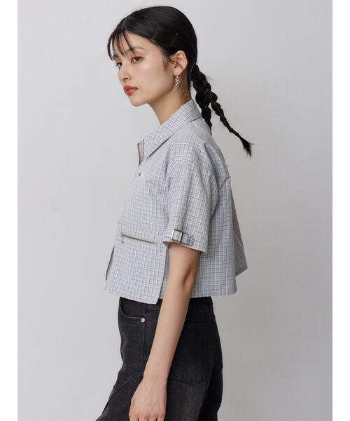 MURUA(ムルーア)の「【セットアップ対応】ZIPハーフスリーブシャツ(シャツ/ブラウス・レディース・ネイビー/グレー・FREE)」の22枚目の写真