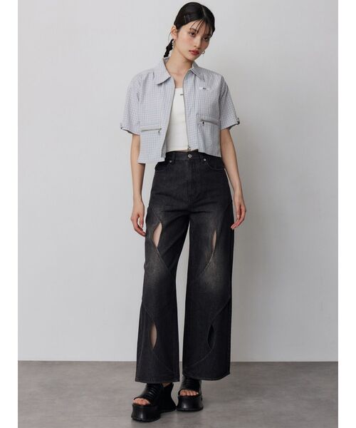 MURUA(ムルーア)の「【セットアップ対応】ZIPハーフスリーブシャツ(シャツ/ブラウス・レディース・ネイビー/グレー・FREE)」の17枚目の写真