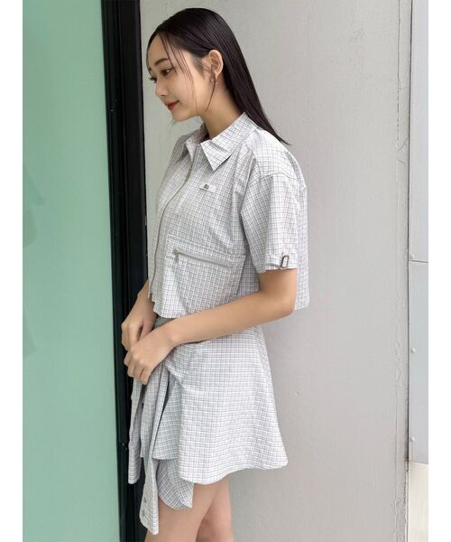 MURUA(ムルーア)の「【セットアップ対応】ZIPハーフスリーブシャツ(シャツ/ブラウス・レディース・ネイビー/グレー・FREE)」の14枚目の写真