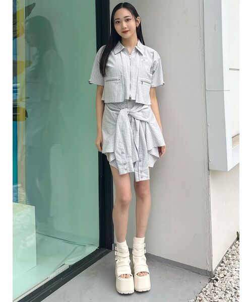 MURUA(ムルーア)の「【セットアップ対応】ZIPハーフスリーブシャツ(シャツ/ブラウス・レディース・ネイビー/グレー・FREE)」の12枚目の写真