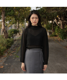 High-Neck Bustier Blouse [Black]