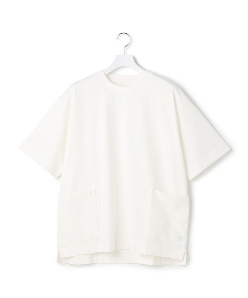 J.PRESS YORK STREET(ジェイプレスヨークストリート)の「【UNISEX】サイドポケット クルーネックTシャツ(Tシャツ/カットソー・メンズ・ベージュ系/ホワイト系/グレー系/ライトグリーン系/ネイビー系・SMALL/MEDIUM/LARGE)」の1枚目の写真