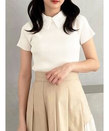 MERCURYDUO | レース襟ハーフスリーブニット(ニット/セーター)